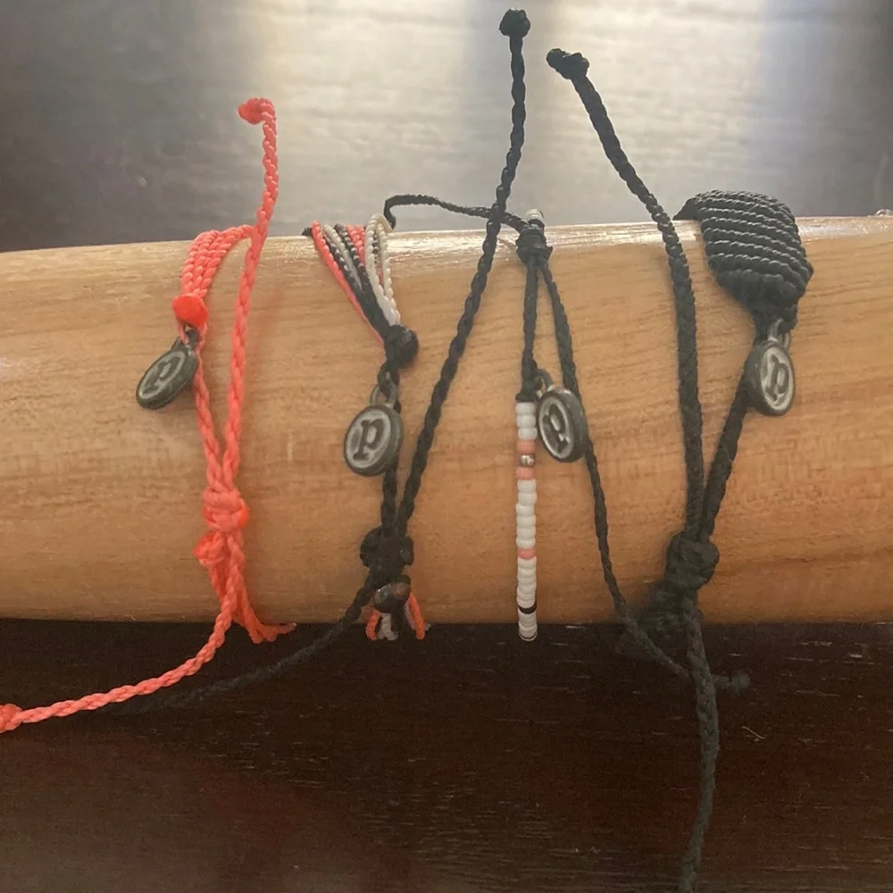 Pura Vida Bracelets. 4 piece bundle. Surfer/ocean set. Orange, black, cream. EUC - Picture 4 of 4